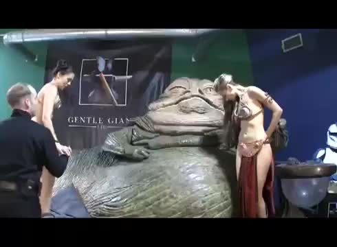 Alicia Arden and Paula Labaredas Slave Leia Day at Gentle Giant Studios Cosplay