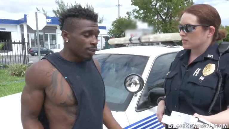 [BlackPatrol]Black suspect taken on a rough ride, gets horny Milf cops wet and fucking on stolen goods