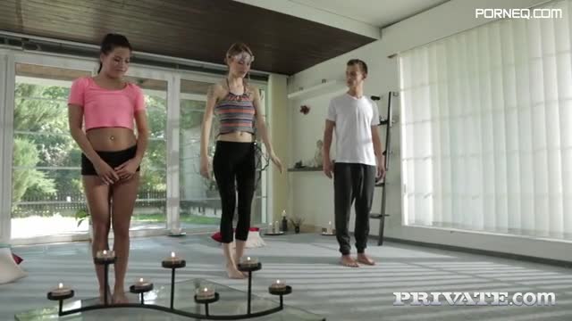Yoga therapy with Eveline Dellai and Belle Claire leads to threesome sex