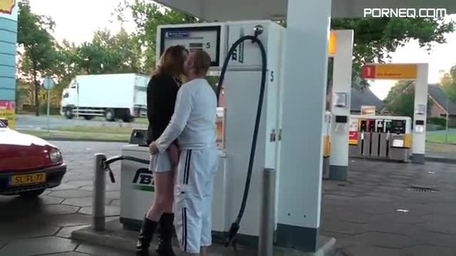 Sex in public, couple fucking at the gas station