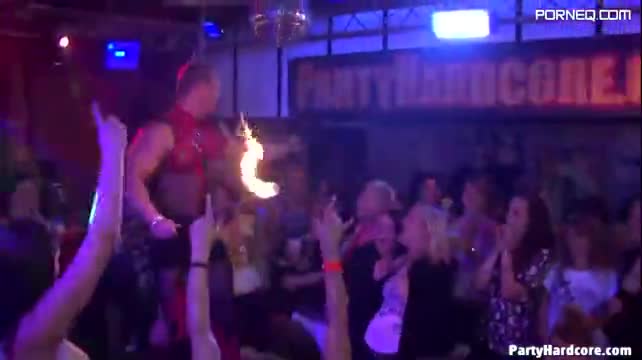Orgy in European nightclub with horny girls