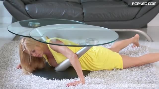 Stepson takes advantage of his stuck under the table stepmom Alexis Fawx