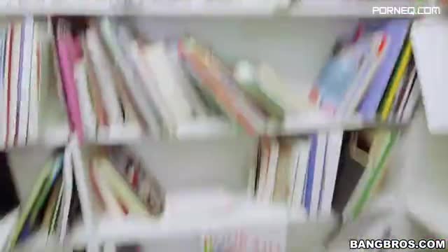 A guy shows his fuck skills to nerdy Alaina Dawson in a bookstore in POV