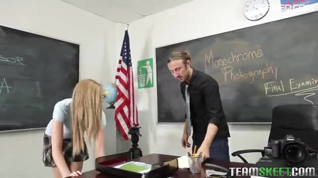 Very applied student with glasses fucking teacher