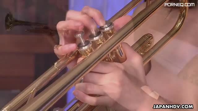 Sensual Asian Anna Kirishima plays trumpet and gets toyed to orgasms
