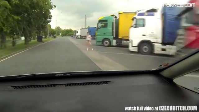 CZECH BITCH Real WHORE Get Paid for Sex between Trucks