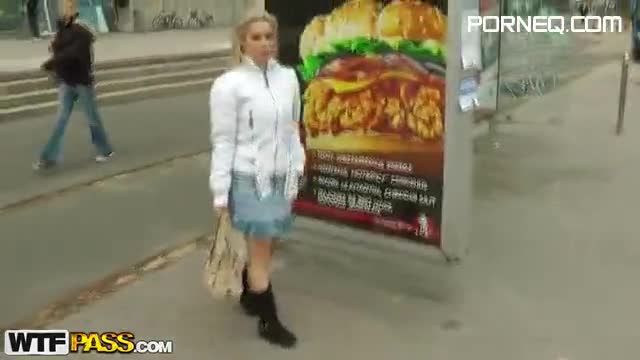 Horny Blonde Gives a Hardcore Blowjob on the Street
