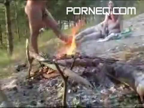 Young couple in nudist adventure sex