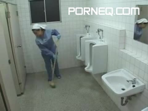 Asian Cleaning Lady Helps Patient In A Toilet