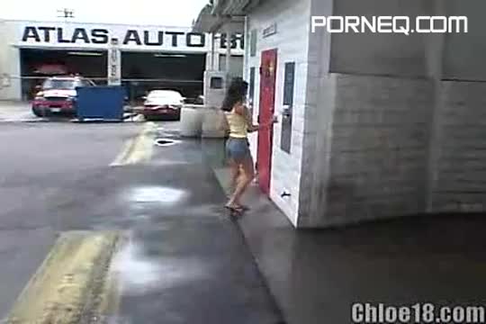 Chloe touching herself in the car wash