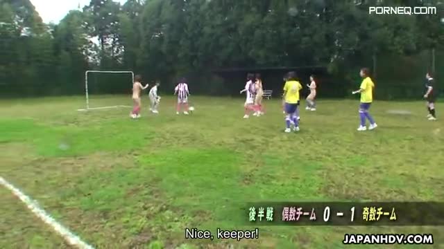 Soccer girl gets her hairy Japanese pussy toy fucked by judges