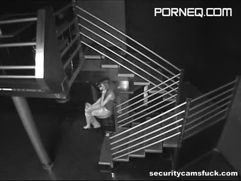 A couple of teens have a doggy style fuck on the staircase