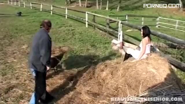Horny Brunette Getting Fucked in the Farm