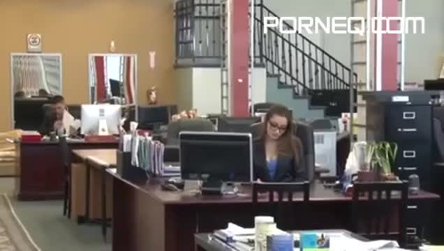 Busty teen brunette gets fucked in the office
