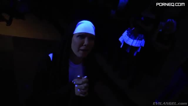 Nuns kill Devil by sucking life outta his cock and squirting holy enema water on him