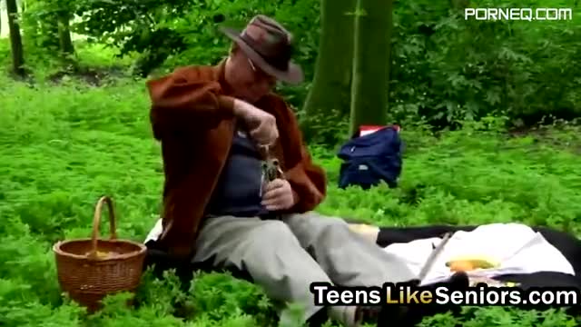 Teen sucks the cock of an old man