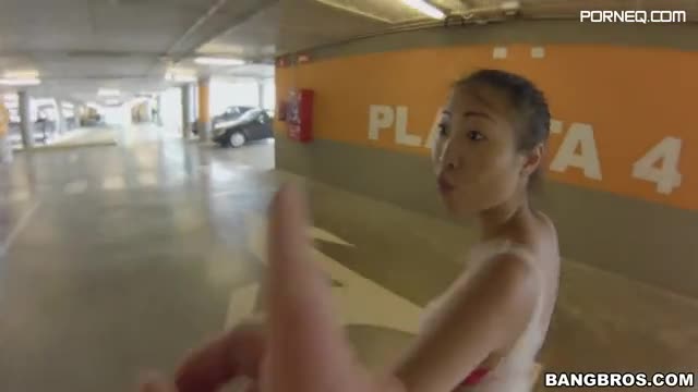 Naughty Sharon Lee fucks in a parking building in public