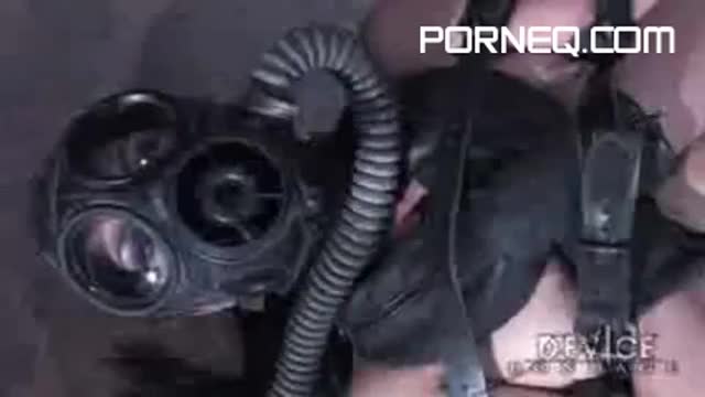 Ariel X in leather and rubber gas mask asphyxiation bondage (1)