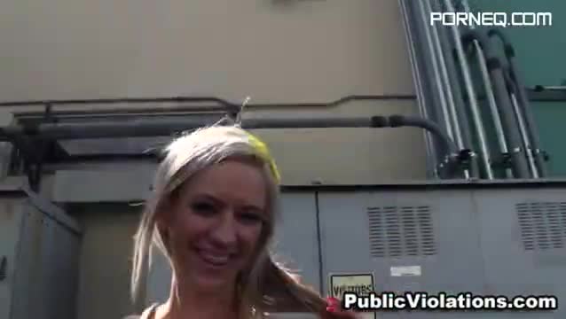 Blonde slut Kaylee Hilton gives blowjob outdoors Video