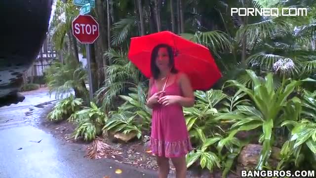 Chick Gets Caught In The Rain So Takes A Ride