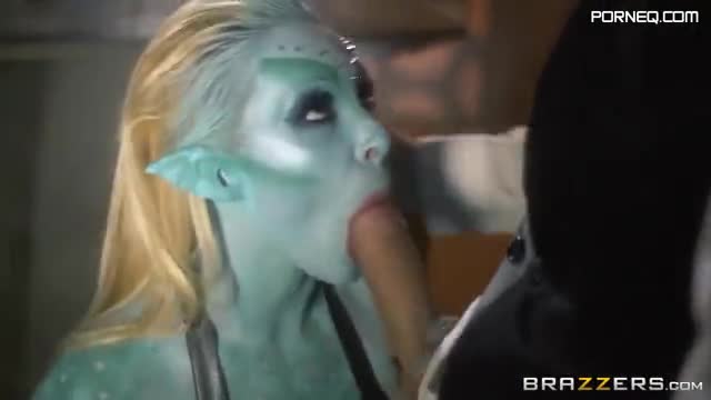 Busty alien babe from parallel universe handles monster cock