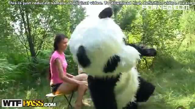 Free Porn Videos Sex in the woods with a huge toy panda